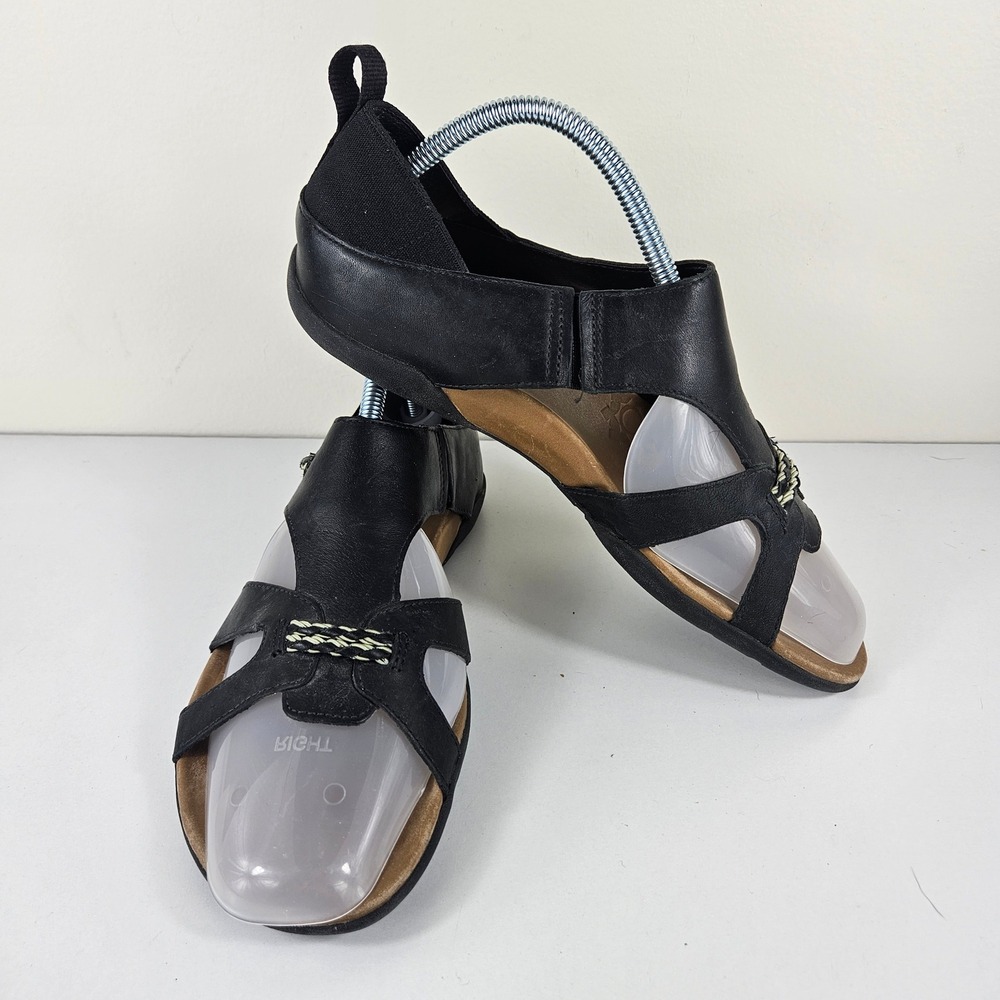Merrell Flaxen Womens 9 Black Leather Strappy Comfort Walking Hiking Sandals